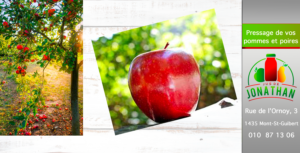 Origine des fruits des jus de jonathan, pomme, mont-saint-guibert